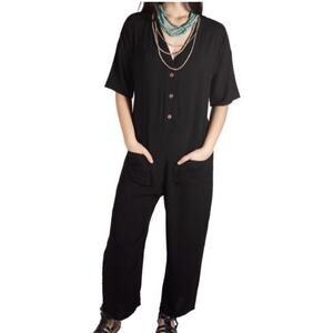 TYSA Designs Playdate Jumpsuit Size 2 (Medium) Black Rayon Casual Short Sleeve